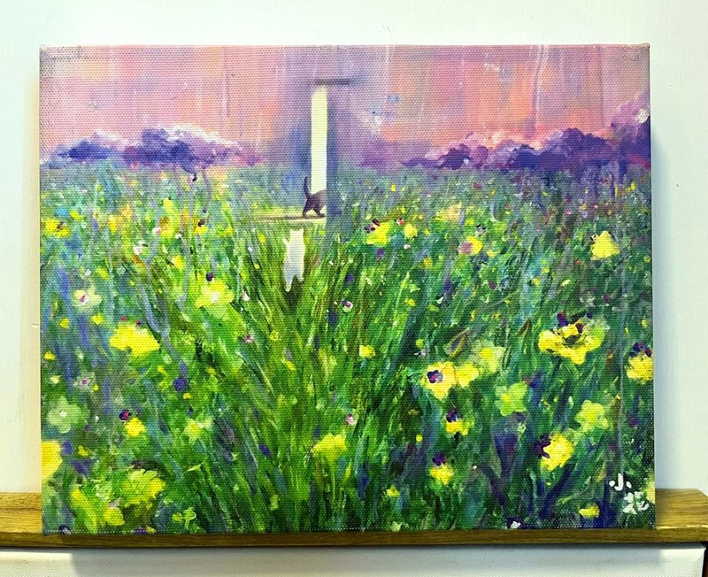 黑白猫神秘之旅插画复制无框画油画布连木框 - 海报/装饰画/版画 - 颜料 紫色