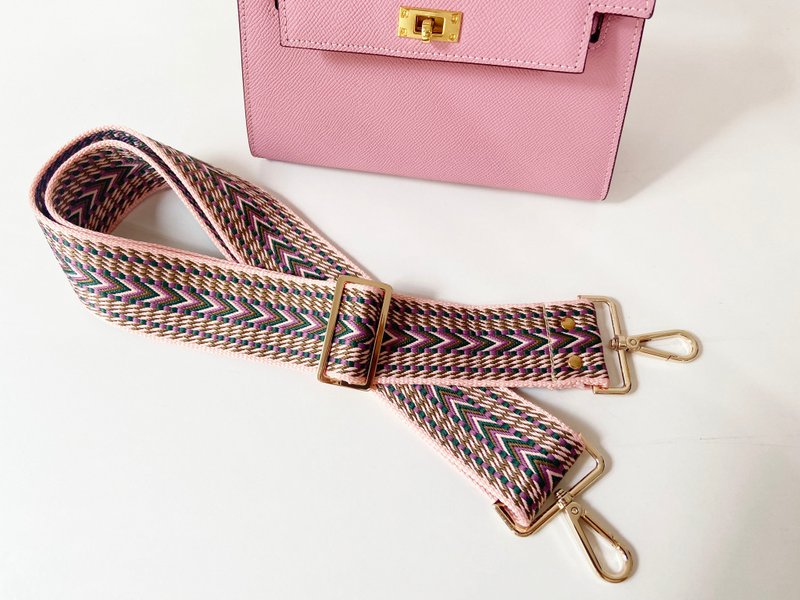 2寸宽版背带 棉织背带 背包背带  可以调整 可以替换 印花背带 - 手提包/手提袋 - 棉．麻 粉红色