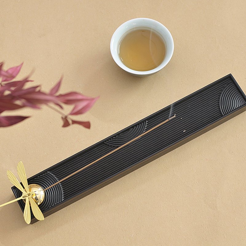 【枯山水】无香版檀木茶道香炉香薰炉卧香盒仿古家用室内线香炉香 - 香薰/精油/线香 - 木头 卡其色