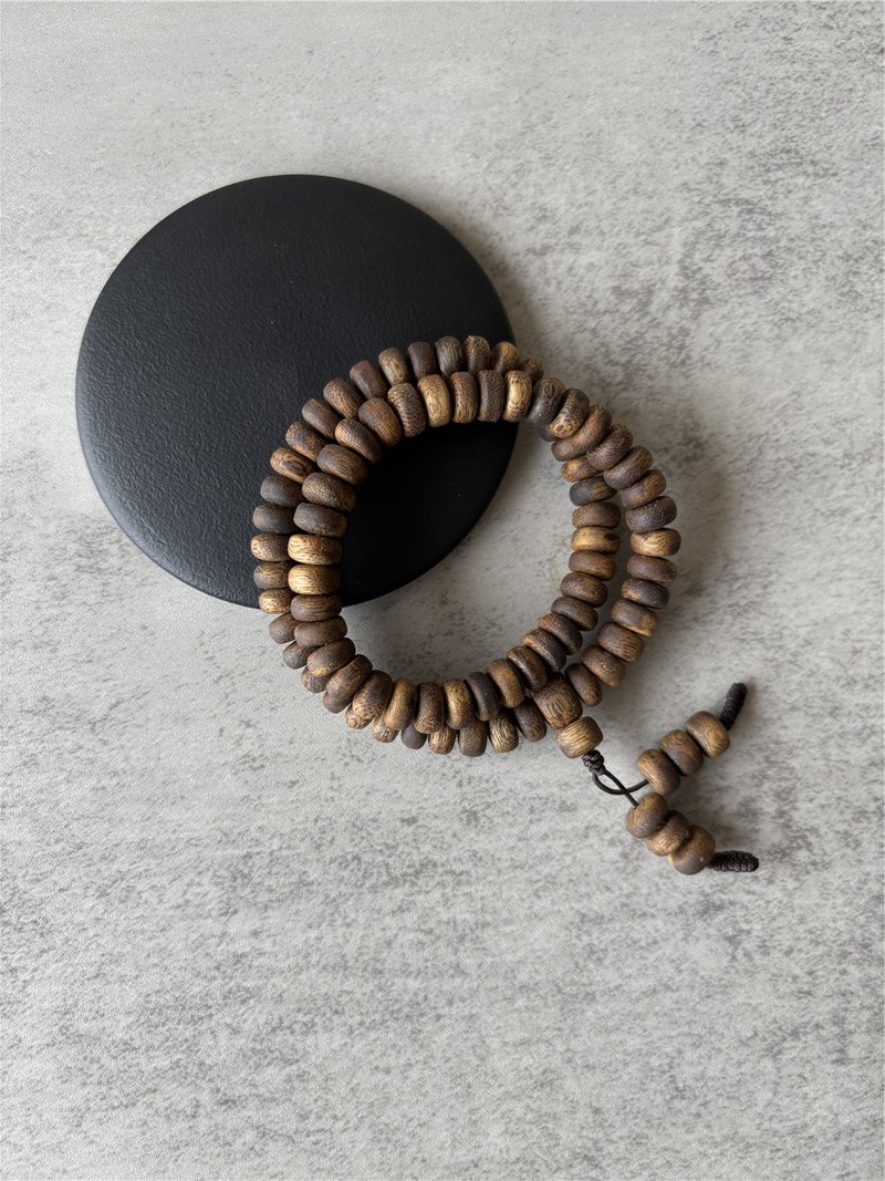 【厚算盘珠重油款】天然大王棋楠沉香双圈手串8mm - 手链/手环 - 木头 