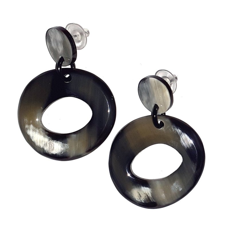 Stud Earrings for Women Jewelry Gifts Handmade from Buffalo Horn - 耳环/耳夹 - 环保材料 黑色