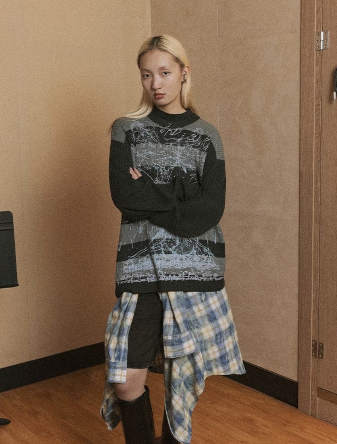 Volcanic Eruption Two-tone Sweater 火山喷发双色毛衣 - 女装针织衫/毛衣 - 其他材质 黑色