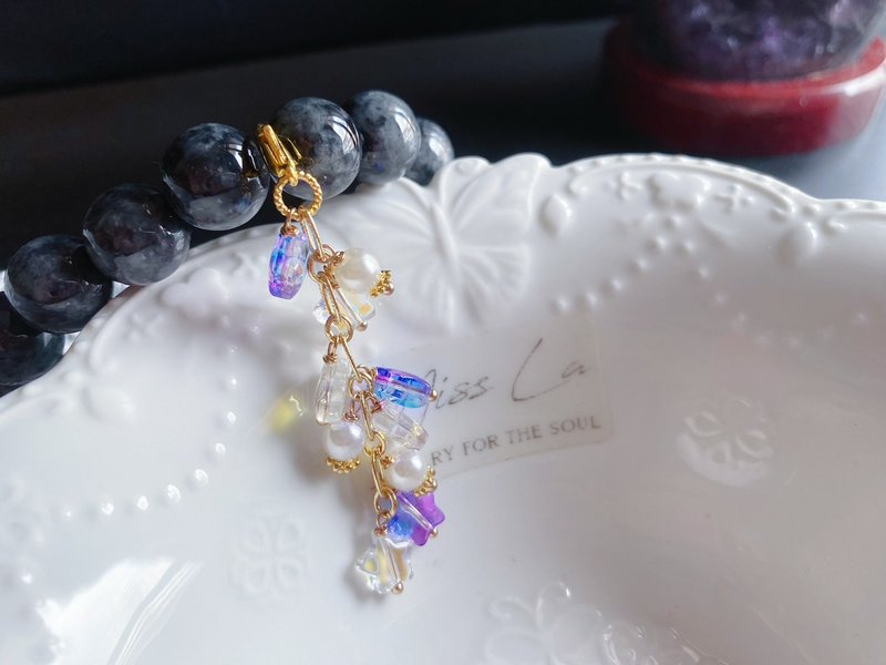 琉璃 星星 贝珠 万能扣 随意扣 吊坠 滴溜 滴流 配件 礼物 水晶 - 吊饰 - 琉璃 紫色