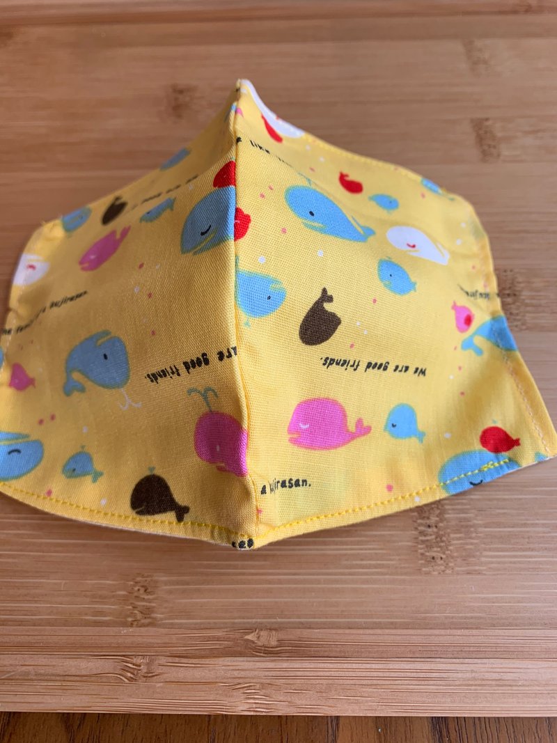 文青风环保纯棉透气完儿童布口罩套 鲸鱼度假 - 其他 - 棉．麻 黄色