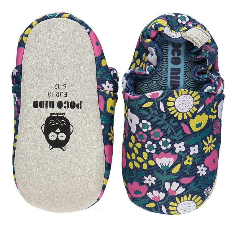 Poco Nido (英国) 婴儿 BB鞋 学行/学步鞋仔 -  野花 深蓝 - 婴儿鞋 - 棉．麻 