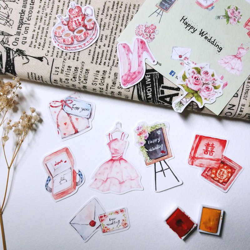 手绘婚礼物品贴纸 - 贴纸 - 纸 