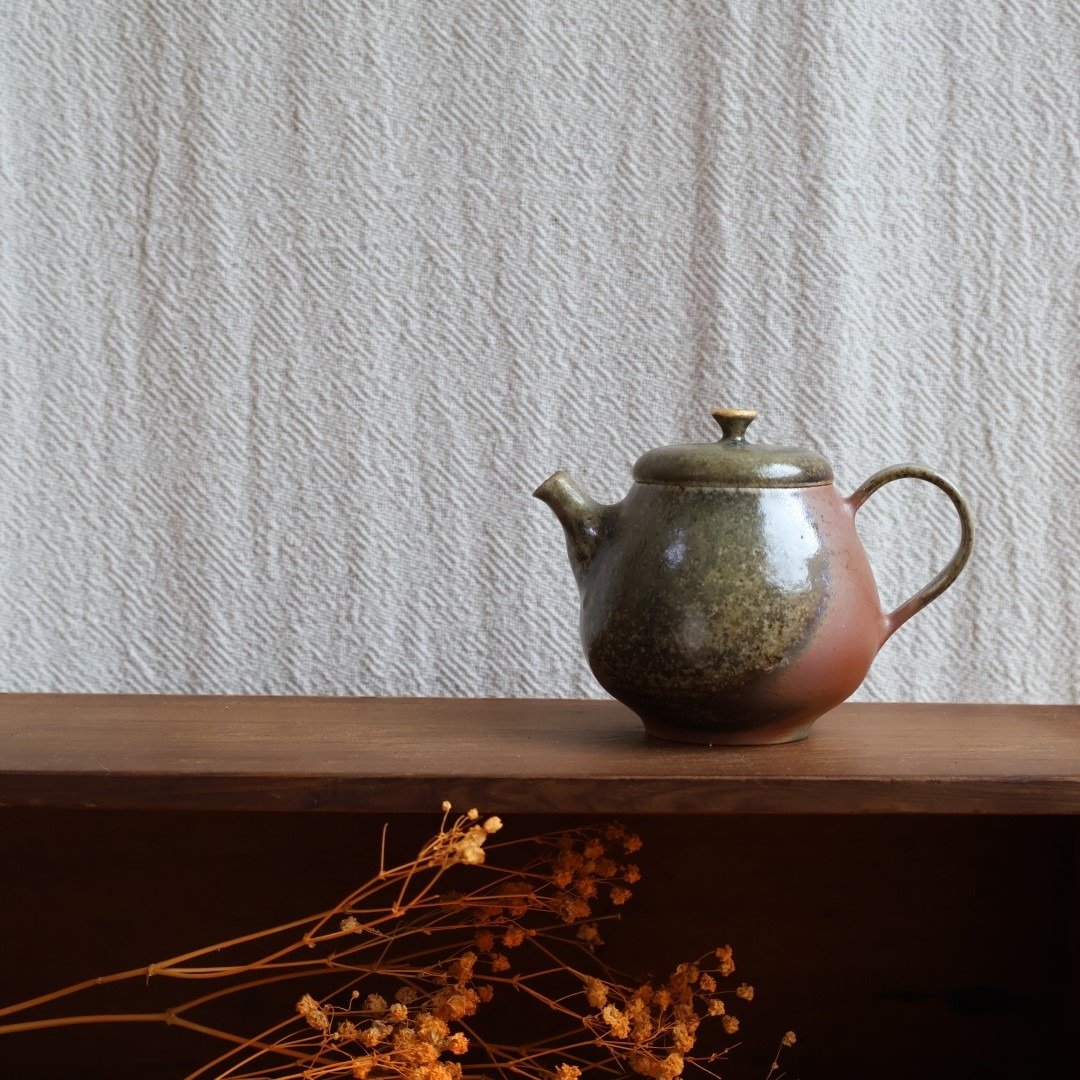 金箔双色 柴烧陶手工茶壶 - 茶具/茶杯 - 陶 咖啡色