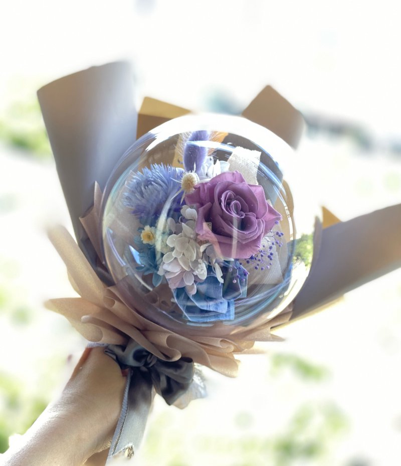 钞票花 不凋花 干燥花 波波球花束 情人节花束 毕业花束 生日花束 - 干燥花/捧花 - 植物．花 紫色