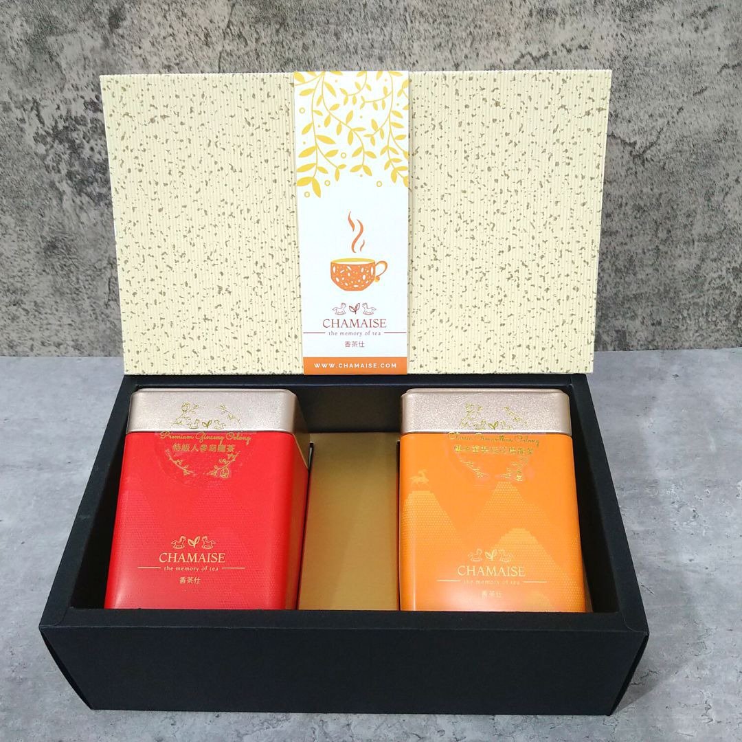 高级茶叶礼盒送礼 | 传统薰制桂花乌龙茶 | 特级人参乌龙茶 | 台 - 茶 - 其他材质 橘色