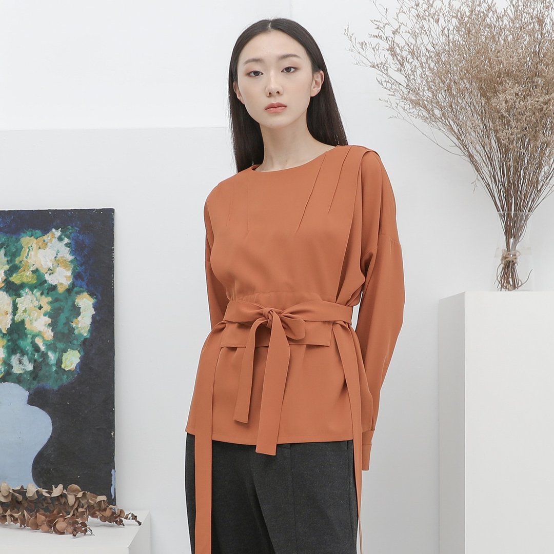 Pianzhang_篇章双层上衣_22AF008_橙 - 女装上衣 - 聚酯纤维 橘色