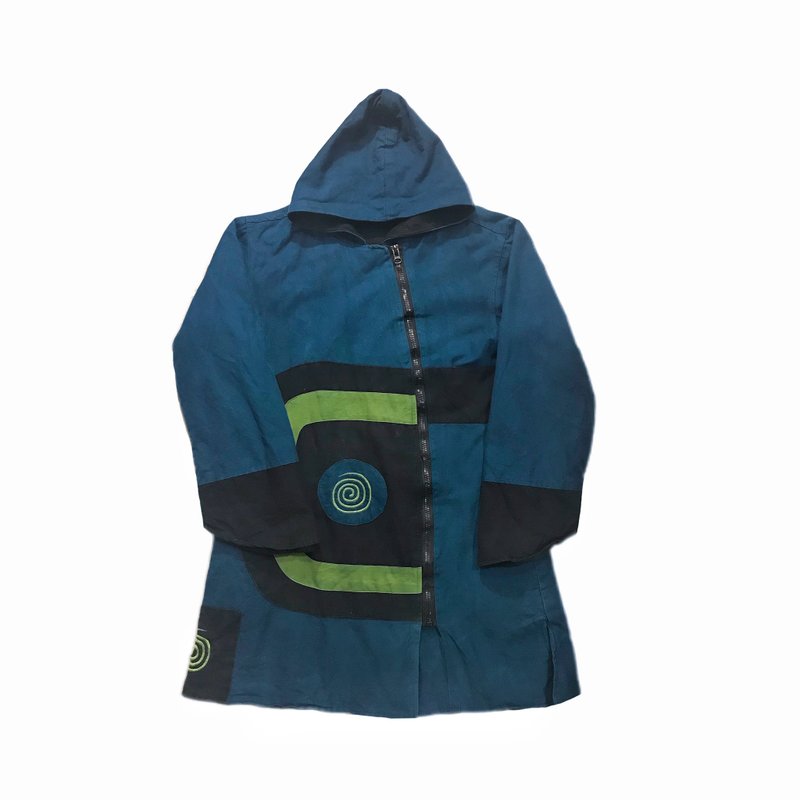 Vintage Patckwork Hoodie 拼接斜拉链连帽长版外套 - 男装外套 - 棉．麻 多色