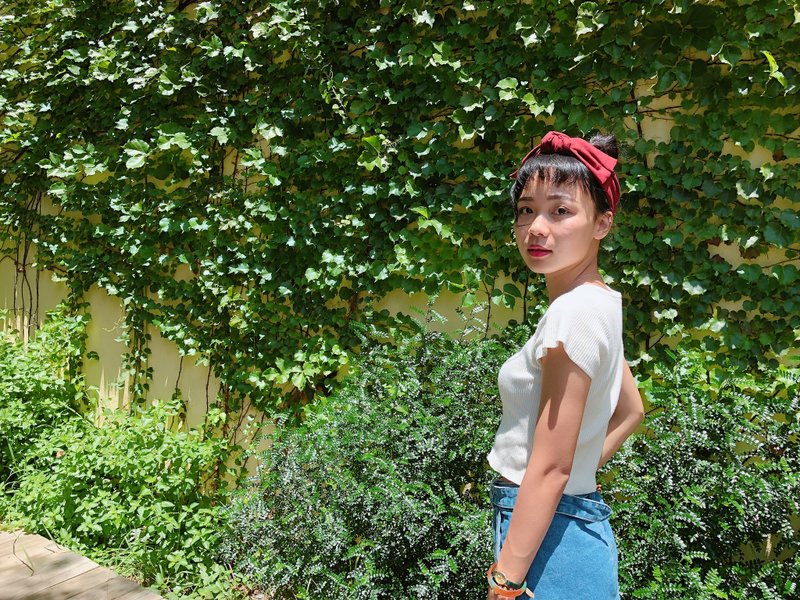 来一杯红酒 酒红 大蝴蝶扭结发带 ggoomstudio - 发带/发箍 - 棉．麻 红色