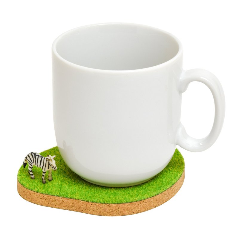 Shibaful 草地动物杯垫 小狐狸 北极熊 泰迪熊 斑马 - 杯垫 - 其他材质 绿色