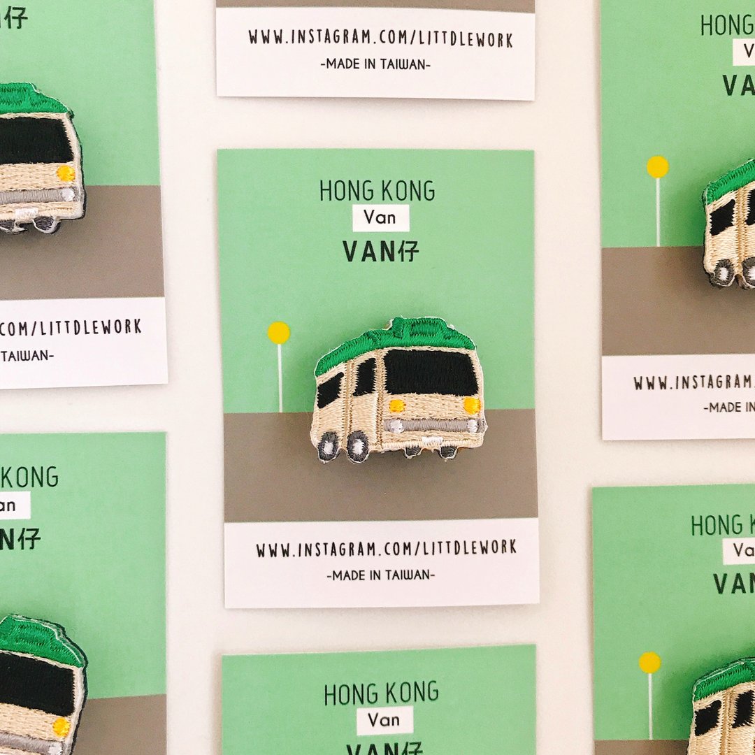 刺绣烫贴/别针 | 香港系列 - 绿Van (绿色小巴) | Littdlewor - 徽章/别针 - 绣线 多色
