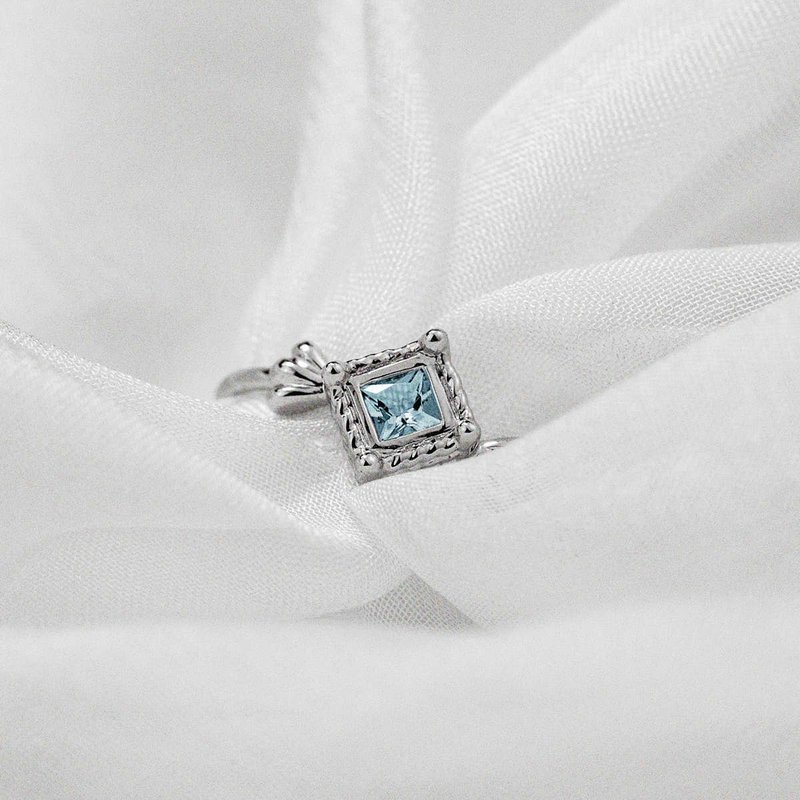 【PurpleMay Jewellery】纯18K黄金镶嵌海蓝宝复古贝壳戒指-R 150 - 戒指 - 宝石 蓝色