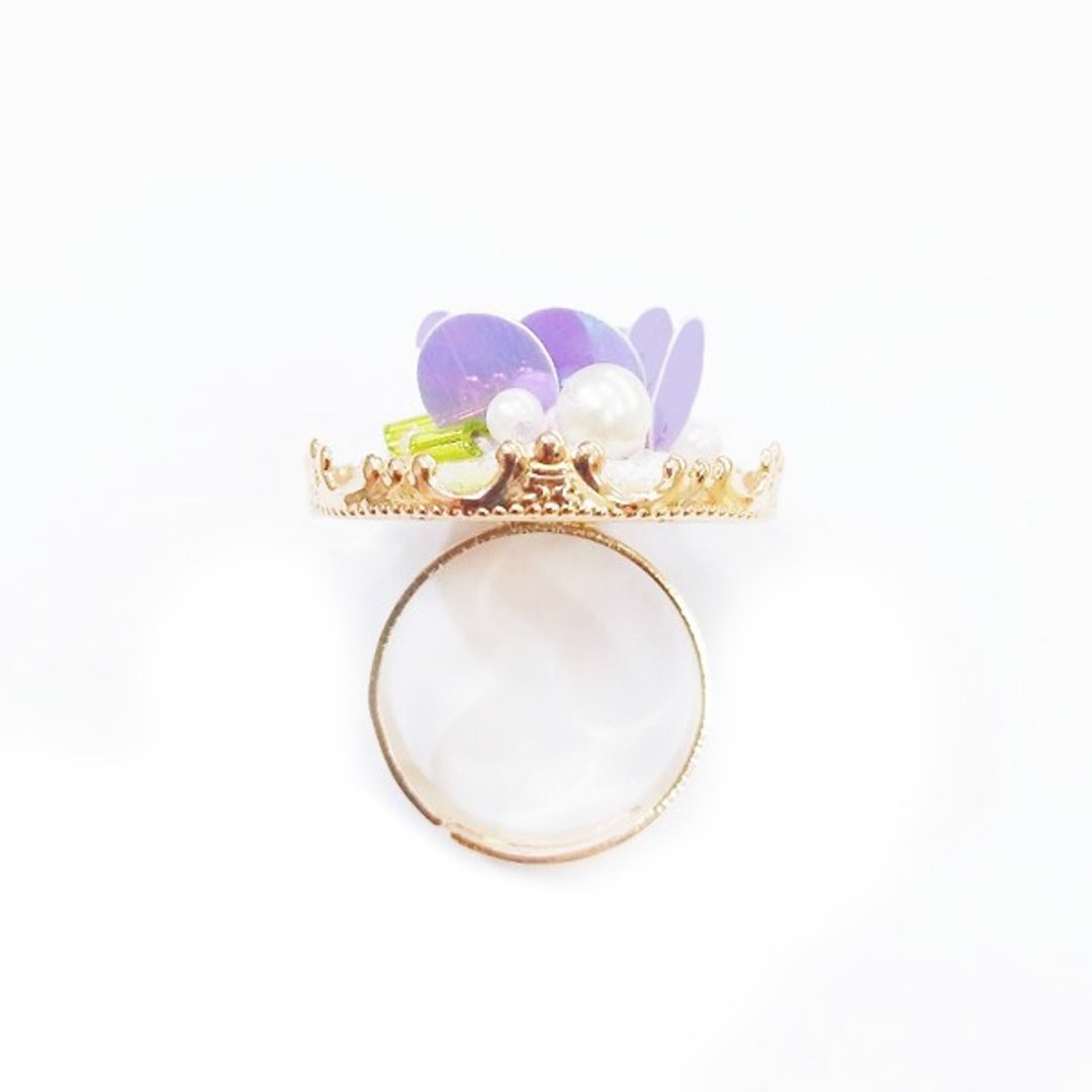 flora embroidery handmade ring - 戒指 - 绣线 紫色