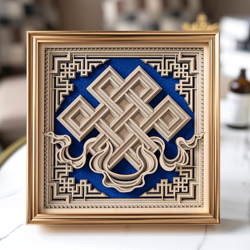 梯木叠雕-吉祥结|新中式摆件玄关酒柜创意客厅家居装饰品乔迁礼物 - 摆饰 - 木头 