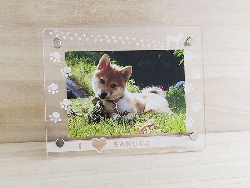 Selectable dog breed Paws Footprint Photo frame L size Gift wrapping Christmas Gift - 画框/相框 - 其他材质 透明