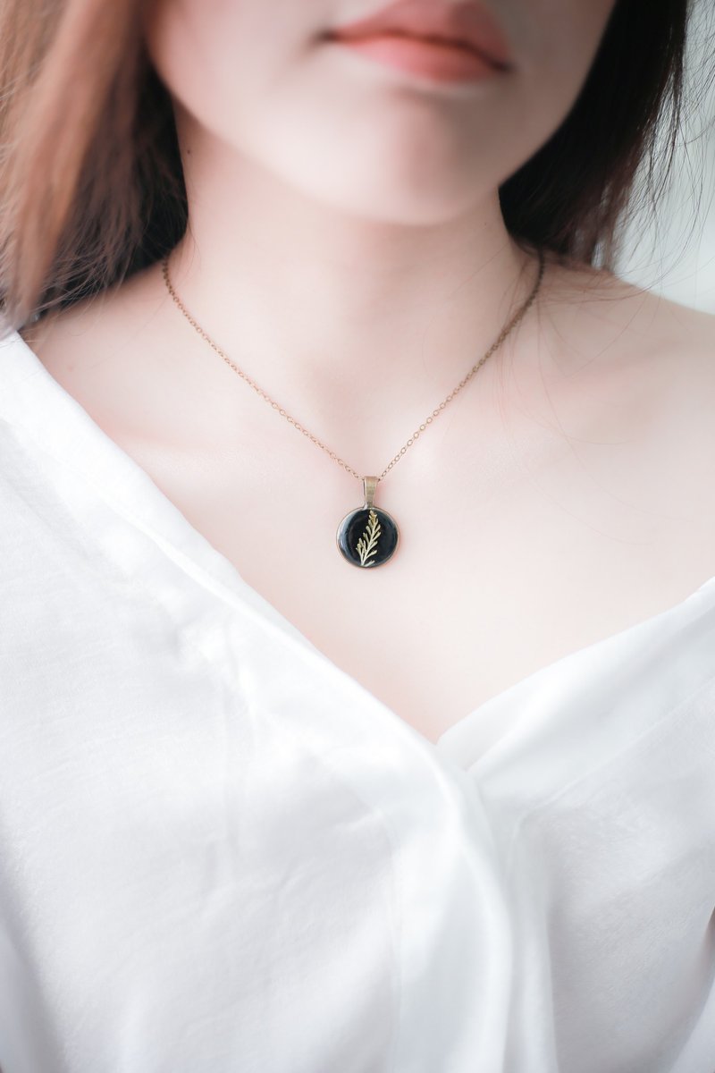 产品名称蕨类 - 项链 - 20毫米 - 项链 - 植物．花 绿色