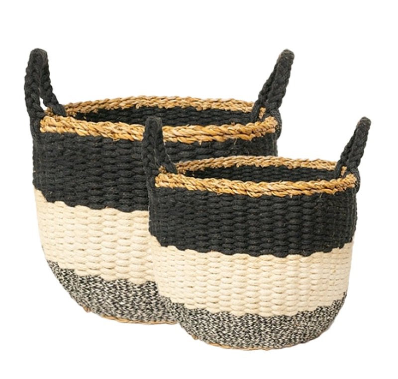 KORISSA/孟加拉手工编织/黑色篮子 - 收纳用品 - 棉．麻 