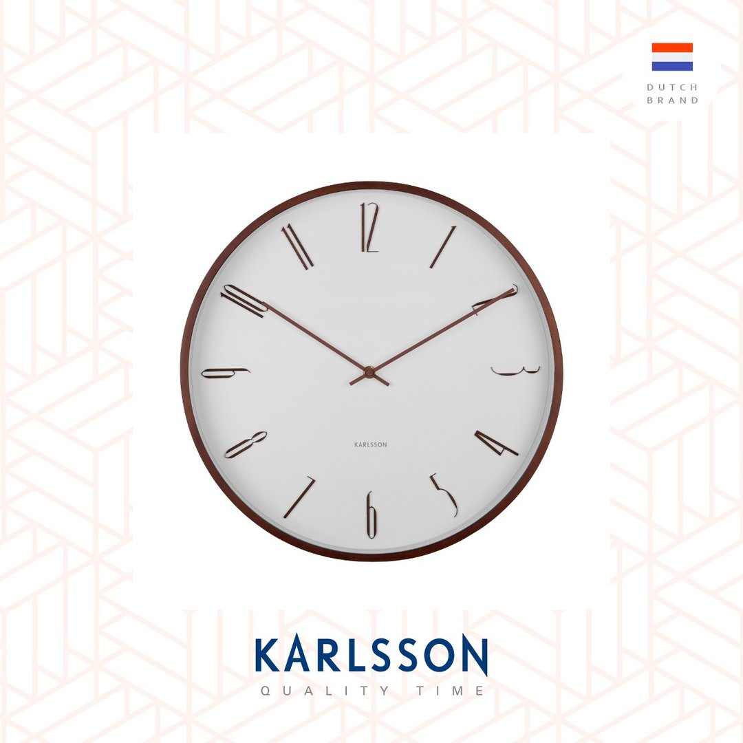 荷兰Karlsson, Wall clock 40cm Scandia white木制挂钟白色 - 时钟/闹钟 - 木头 白色