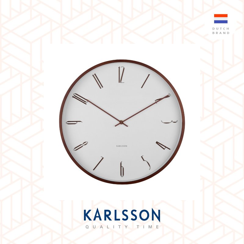荷兰Karlsson, Wall clock 40cm Scandia white木制挂钟白色 - 时钟/闹钟 - 木头 白色