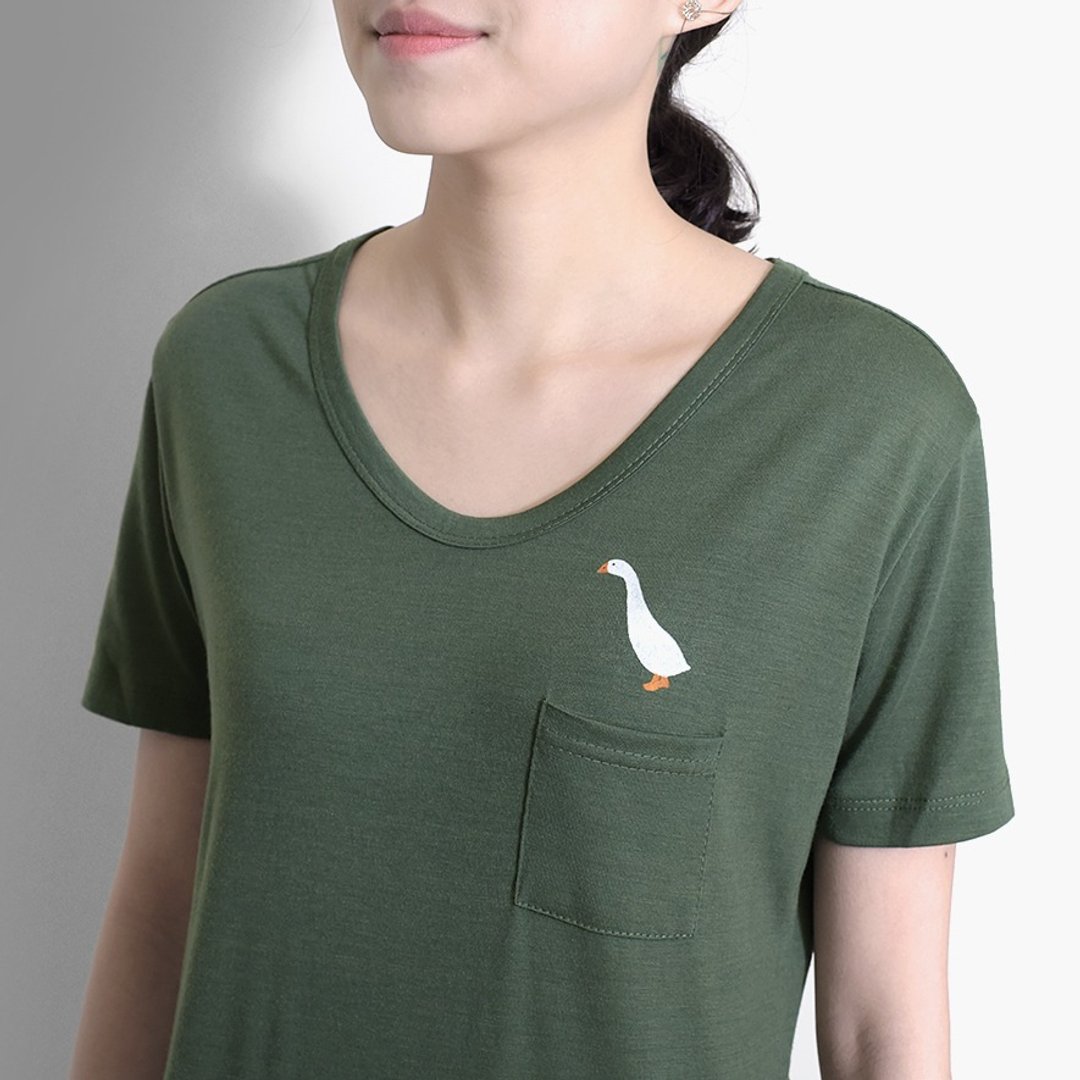 【最后一件】最心爱的分享／墨绿色率性简单踢 - 女装 T 恤 - 棉 绿色