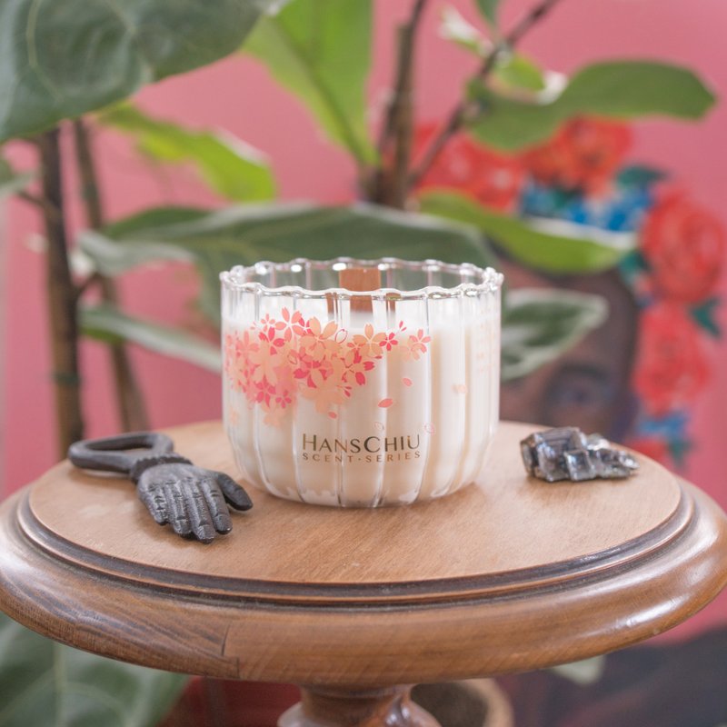 【情人礼物85折】18星芒 樱花天然大豆香氛蜡烛 - 蜡烛/烛台 - 玻璃 粉红色