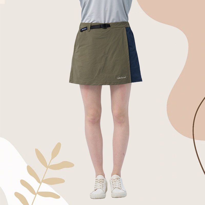 【Wildland 荒野】N66弹性抗UV拼接机能裤裙 0B11365-169鼠尾草绿 - 裙子 - 聚酯纤维 绿色