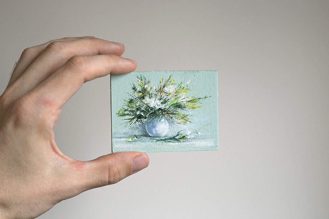 油画小品 | 迷你油画 | 小巧花卉艺术 | 微型艺术 - 墙贴/壁贴 - 其他材质 