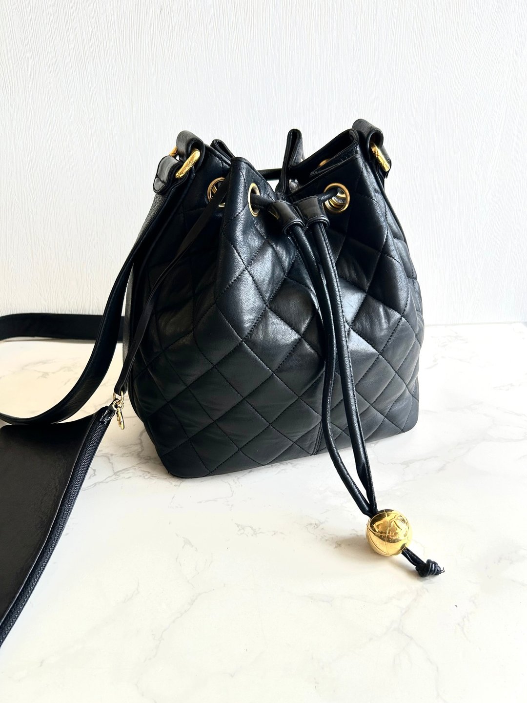 绝版中古包 Chanel 古董黑色水桶包 侧背包 单肩包 斜背包 二手包 - 侧背包/斜挎包 - 真皮 黑色