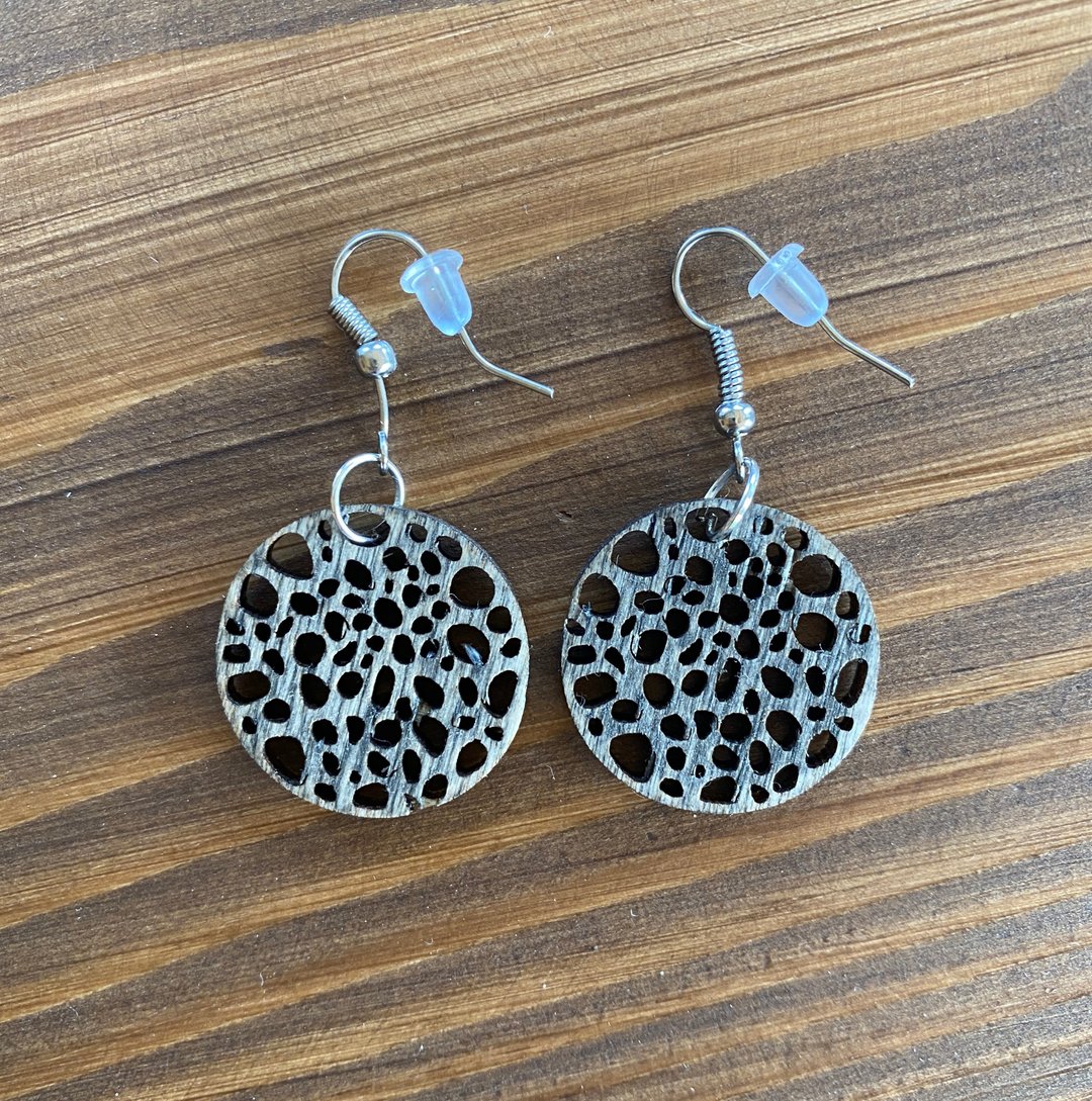 Natural Wooden Earrings, size 2.5 cm. - 耳环/耳夹 - 木头 多色