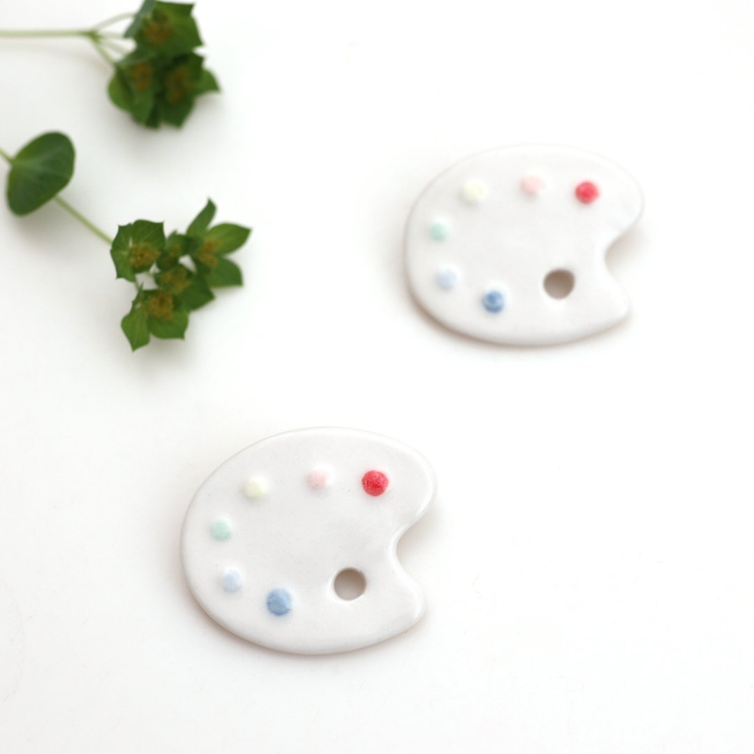 Palette brooch - 胸针 - 瓷 白色
