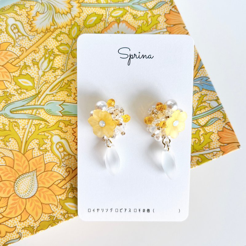 满溢的花束 - 橙色 - 耳环/耳夹 - 玻璃 橘色