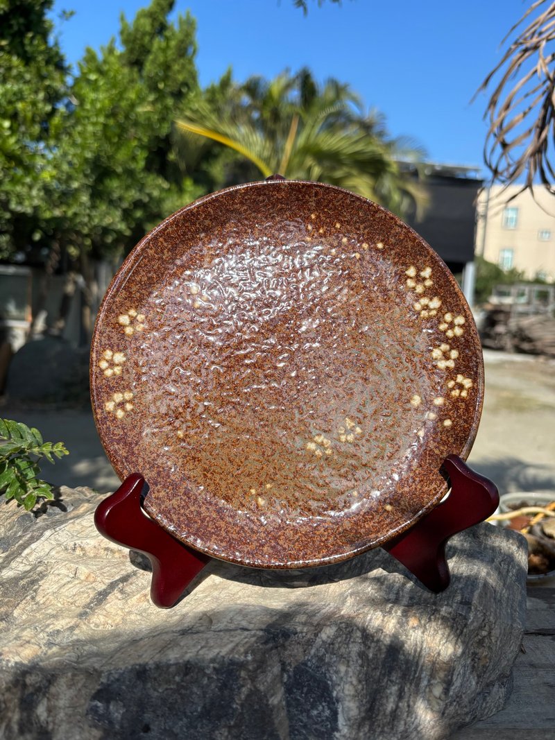 手绘白梅盘 - 盘子/餐盘/盘架 - 陶 卡其色