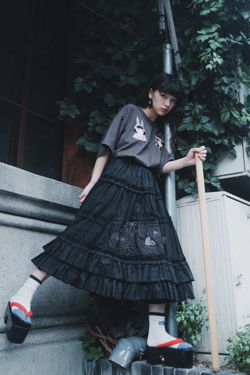 【纯情暴走族】夜露死苦 暗黑暴走半裙——黑色日常款 - 裙子 - 棉．麻 黑色