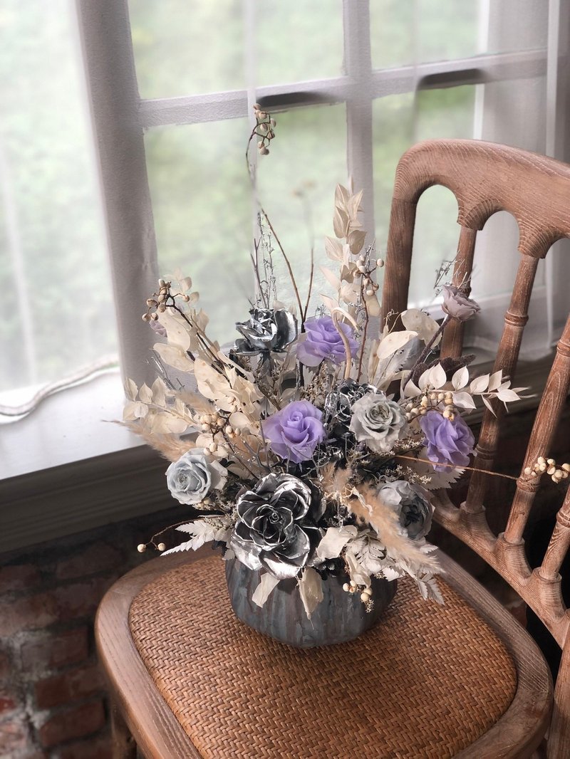 【竒花】质感银不凋干燥花盆栽 生日礼物 开幕盆 新居落成 - 画框/相框 - 植物．花 