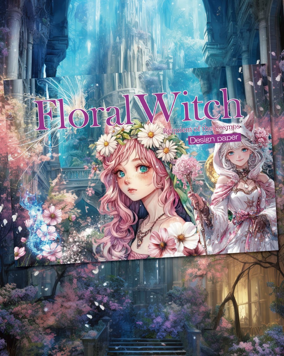 Floral Witch 双面设计纸张 - 笔记本/手帐 - 纸 蓝色