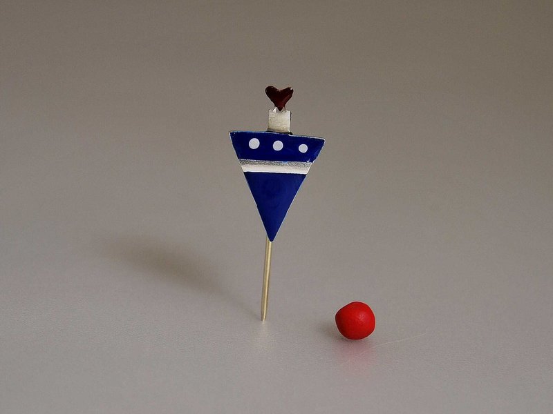 925纯银 搪瓷彩海蓝三角海军风长针胸针 Love Boat  爱情命运号 可爱糖果色森女风 精致小巧简约优雅创意设计生日礼物 BRO015 | 希腊原创手工饰品 This and That - 胸针 - 其他金属 蓝色