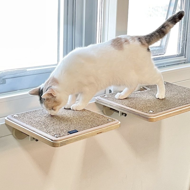 不占空间的猫跳台 (窗户用) 很厚实的猫跳台层板 窗台可装 免工具 - 抓板/跳台 - 木头 