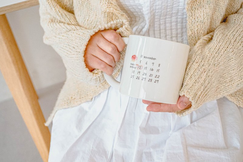 带周年日历的记忆杯 - 450ml - 咖啡杯/马克杯 - 陶 白色