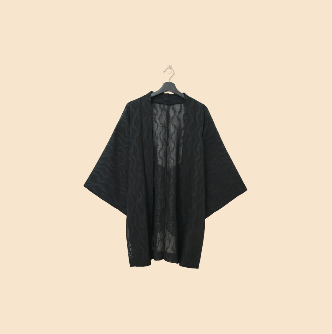 Back to Green-日本透肤羽织 小金葱点缀 链 /vintage kimono - 女装休闲/机能外套 - 棉 