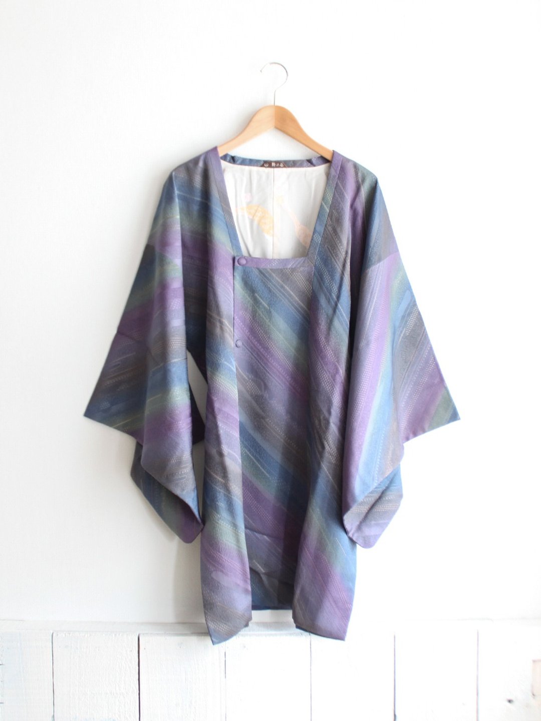 春夏日本制和风印花紫色渐层古着羽织道行和服外套 - 女装休闲/机能外套 - 聚酯纤维 紫色