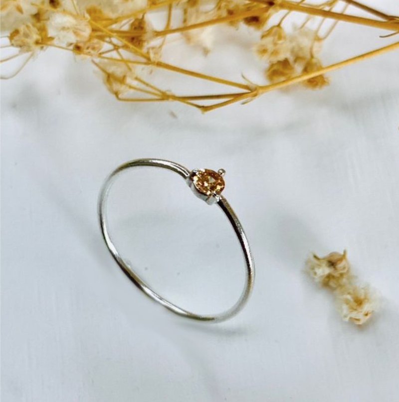 【内敛】纯银-香槟钻线戒 - 戒指 - 纯银 银色
