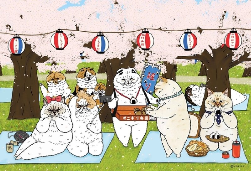 300片拼图-不可思议的猫世界 春日赏樱 - 拼图 - 纸 