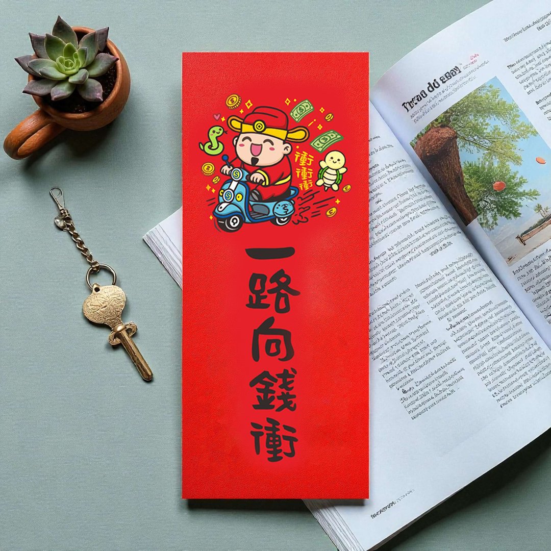 一路向钱冲 2026 原创插画 马年春联 套装对联 长方型 - 红包/春联 - 纸 