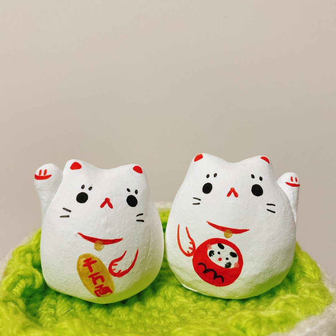 扩香石 | 缘起物系列 | 手绘 千万両达摩 招财猫 - 香薰/精油/线香 - 其他材质 