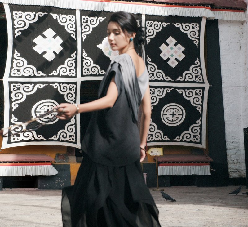 【问禅灰阶诗学】艺术化藏风/藏族元素/斜肩内搭/外搭 - 女装上衣 - 其他材质 灰色