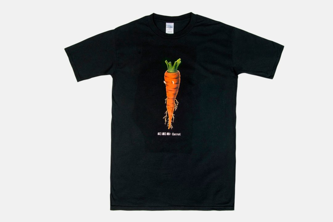 短袖T恤-红萝卜 Carrot  有小虫版 - 中性连帽卫衣/T 恤 - 棉 黑色