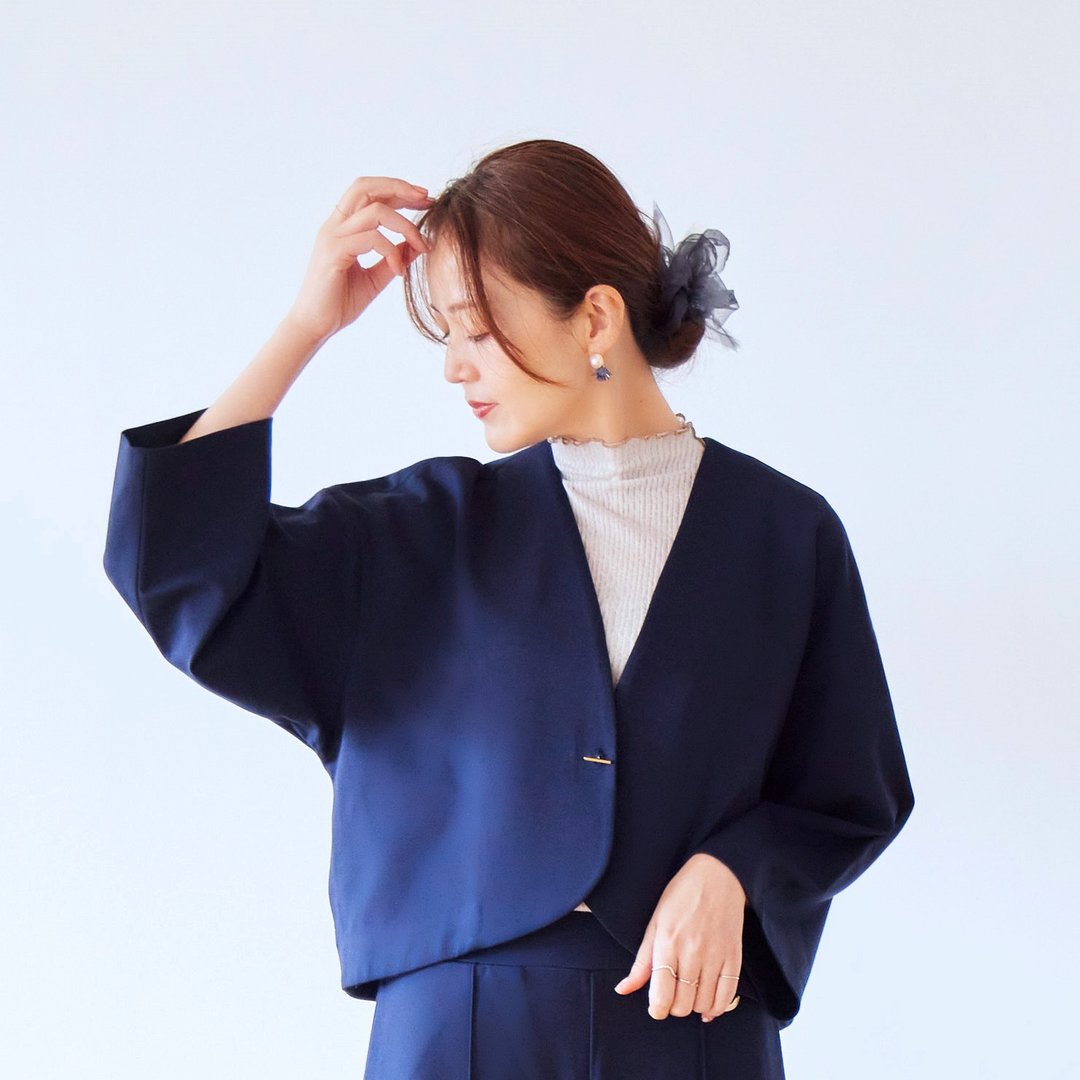 如温柔针织外套般的夹克 | 海军蓝 - 女装休闲/机能外套 - 其他材质 蓝色